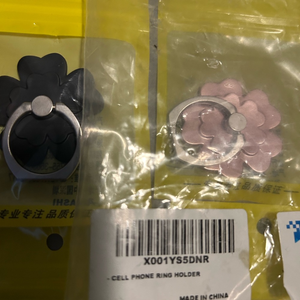 Black and Pink Flower Phone Ring Holders